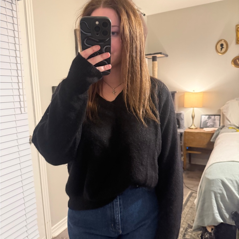 Peruvian Connection Black V-Neck Sweater
